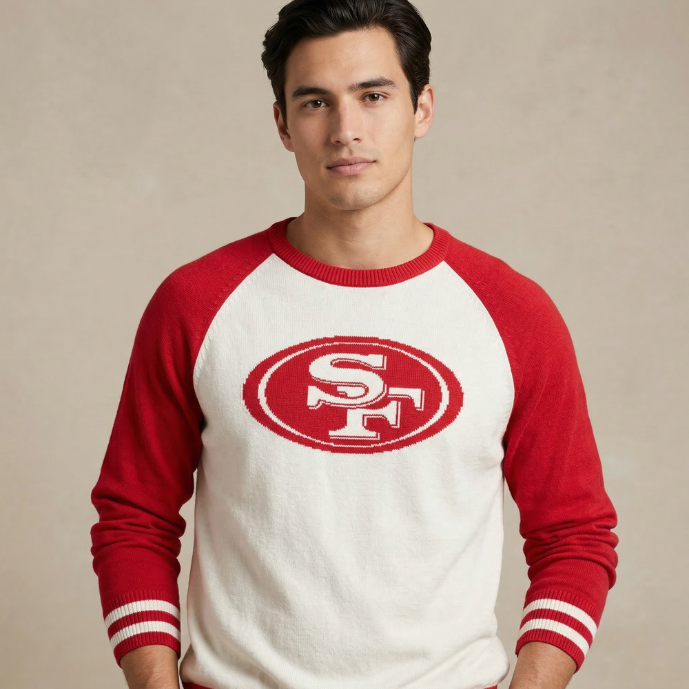 '47 Brand Men's San Francisco 49ers Sweater Raglan Knit Varsity XL